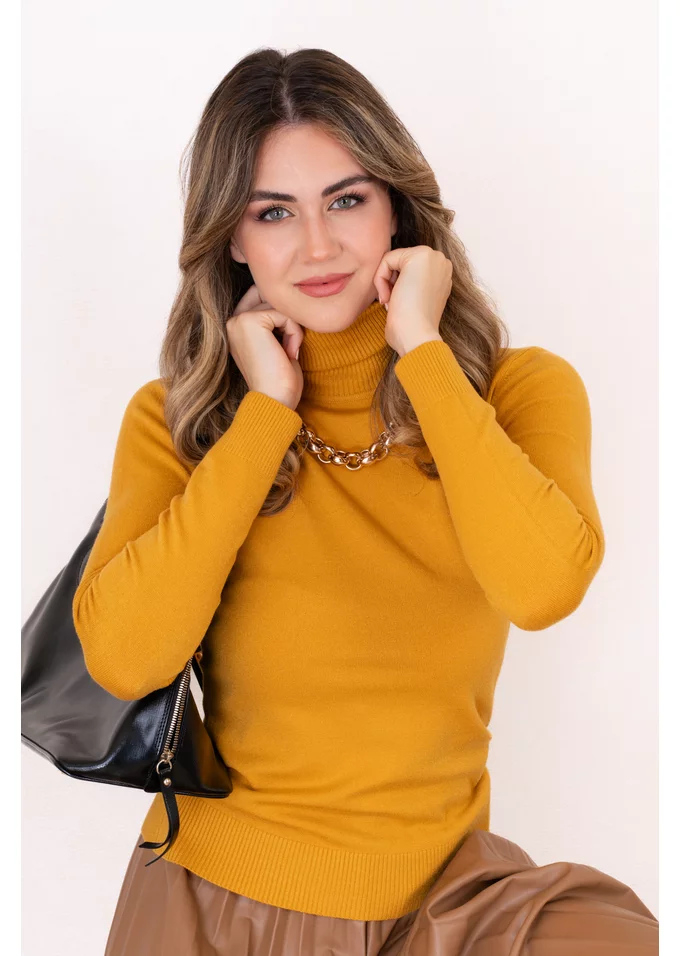 Bluza mustar pe gat