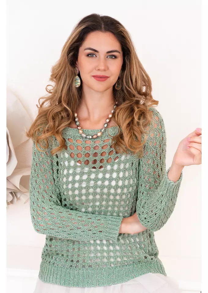Bluza pastel green tricotata cu fir lurex