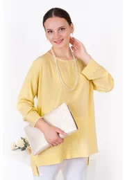 Bluza tip tunica galbena cu strasuri