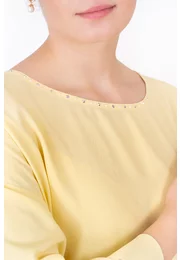 Bluza tip tunica galbena cu strasuri