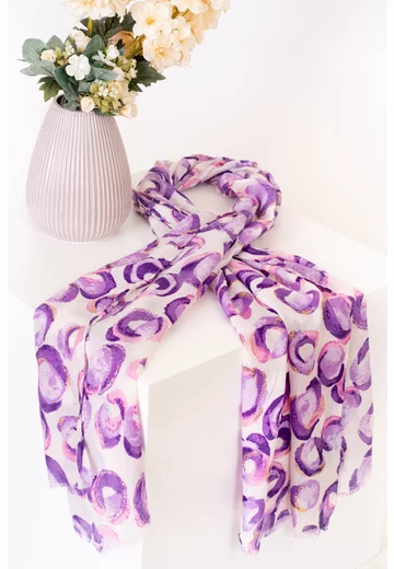 Esarfa eleganta cu imprimeu mov Gold Touch