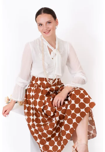 FUSTA MIDI PRINT GRAFIC CU PLIURI