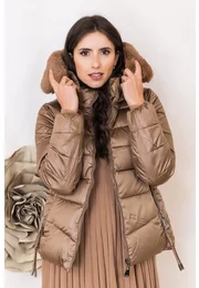 Geaca din fas maro camel