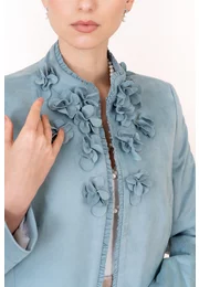 Jacheta cu flori din velur Blue Light