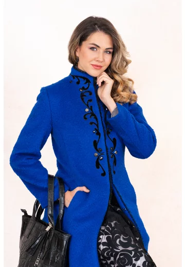 Palton electric blue din lana