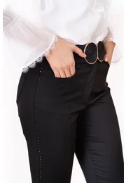 Pantalon casual negru cu strasuri pe lungime