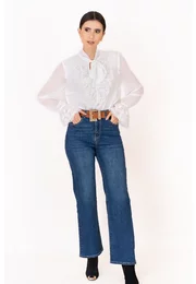 Pantalon din denim cu croi drept