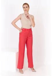 Pantalon din in larg coral