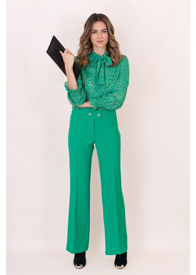 Pantalon verde cu croi drept