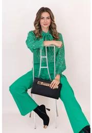 Pantalon verde cu croi drept