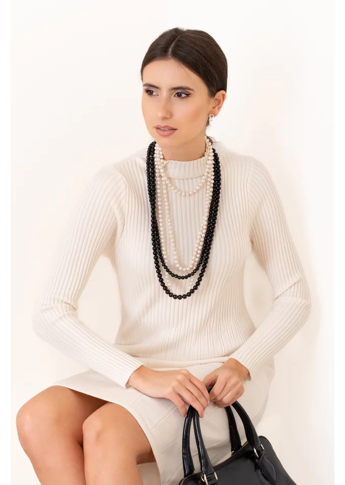 Rochie casual tricotata crem
