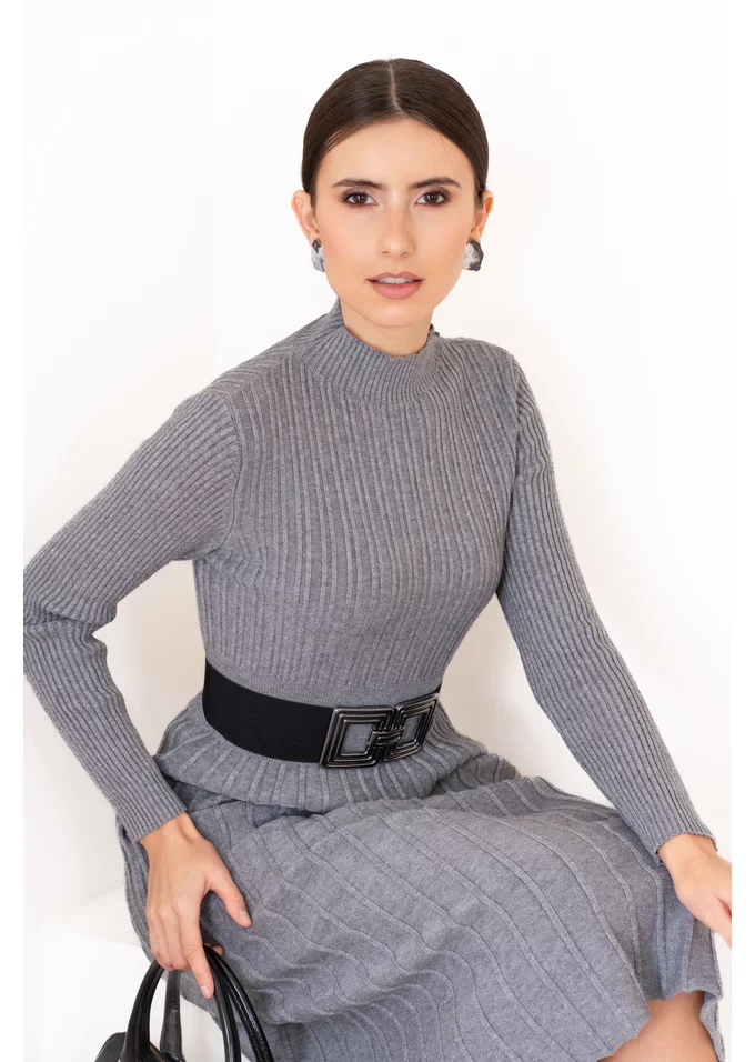 Rochie casual tricotata gri