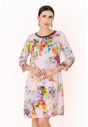 Rochie cu print floral policolor si croi drept