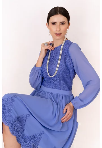 Rochie de ocazie Persian Blue cu dantela