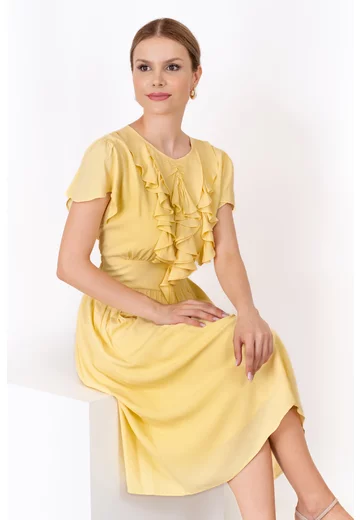 Rochie de zi cu volanase Yellow Elegance