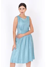 Rochie eleganta albastru celest cu accesorizare