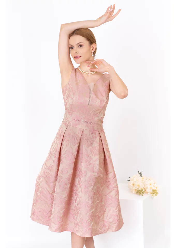 Rochie eleganta Blush Pink din brocard