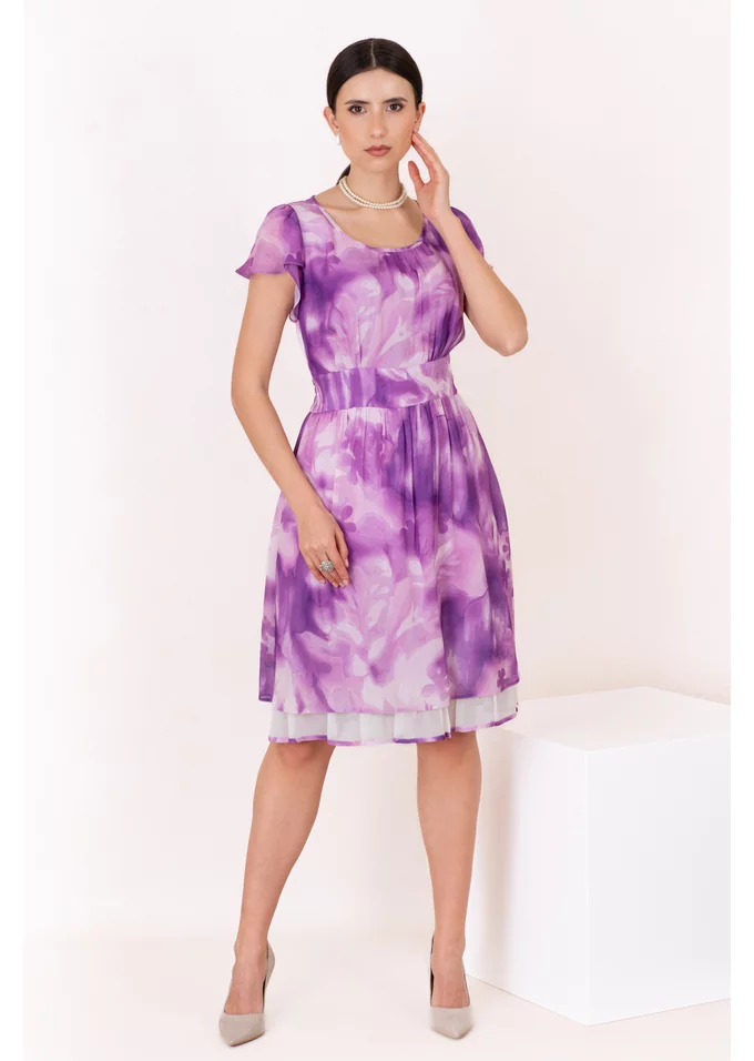 Rochie eleganta de zi cu print floral abstract