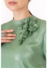 Rochie eleganta Green Matcha cu flori