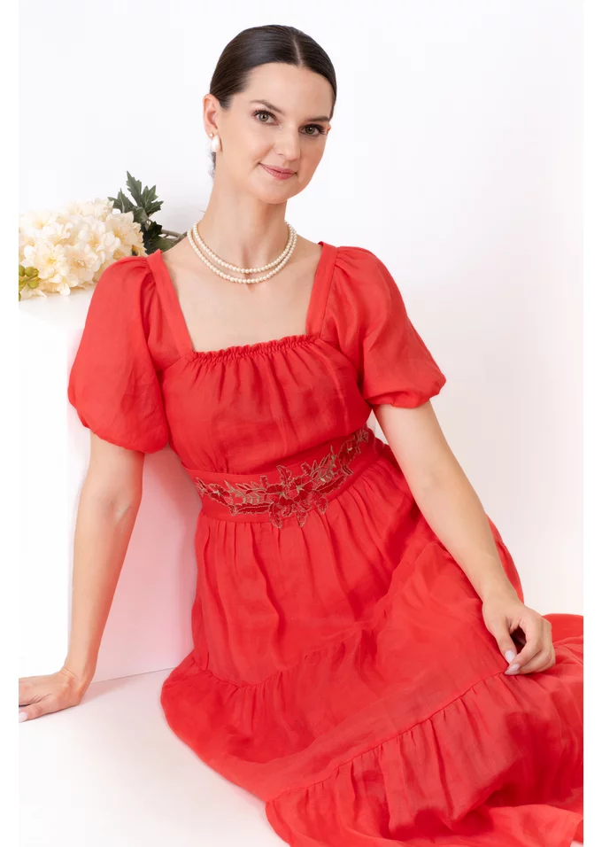 Rochie lunga de vara corai
