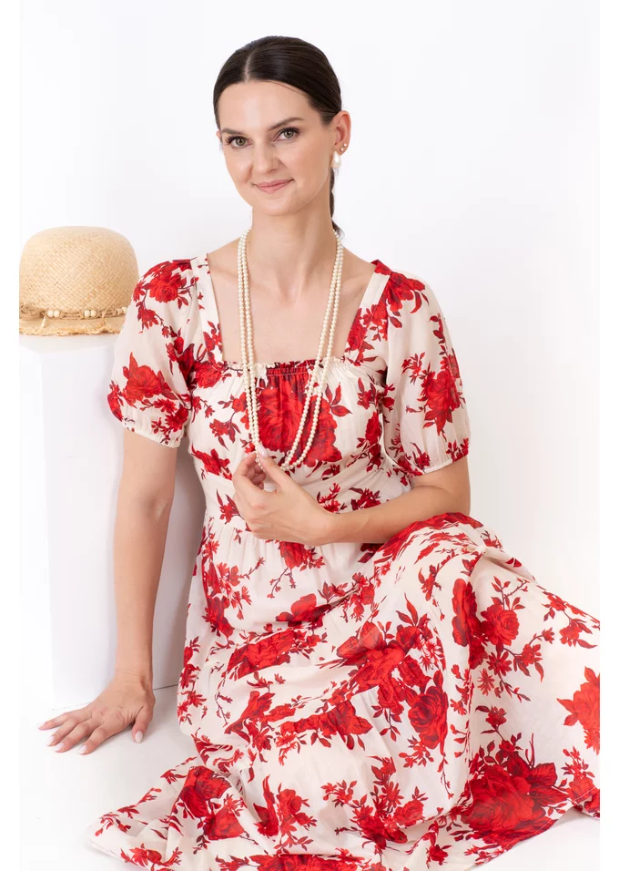 Rochie lunga de vara Red Roses