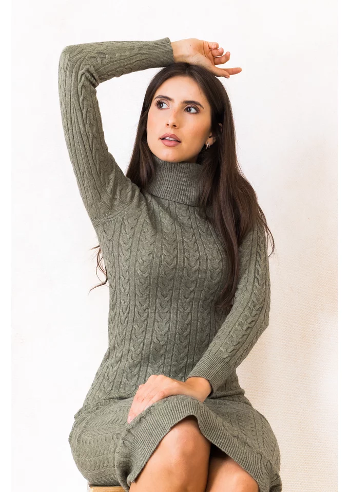 Rochie tricotata kaki