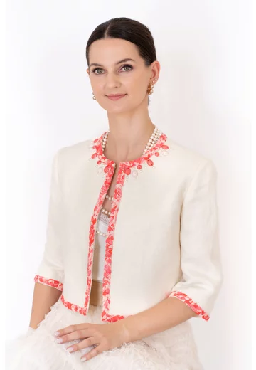 Sacou scurt crem Living Coral
