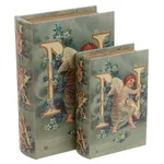 Set 2 cutii decorative, Piele ecologica, Multicolor, Angel