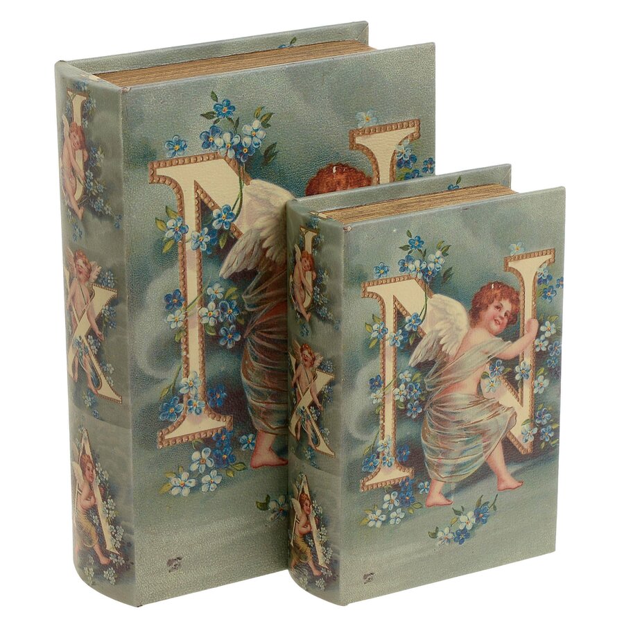 Set 2 cutii decorative, Piele ecologica, Multicolor, Angel iedera.ro