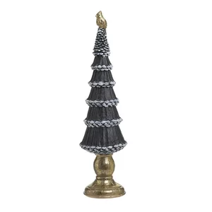 Brad decorativ, Polirasina, Negru, Christmas Tree