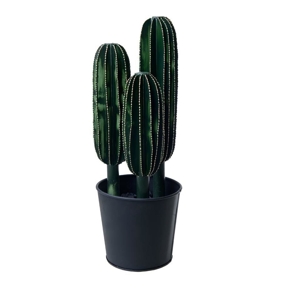 Poza Cactus Floare artificiala ghiveci mare, Metal, Verde