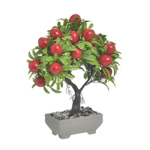 Copac artificial in ghiveci, Plastic, Rosu, Pomegranate