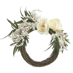 Coronita cu flori artificiale, Lemn, Maro, Flower