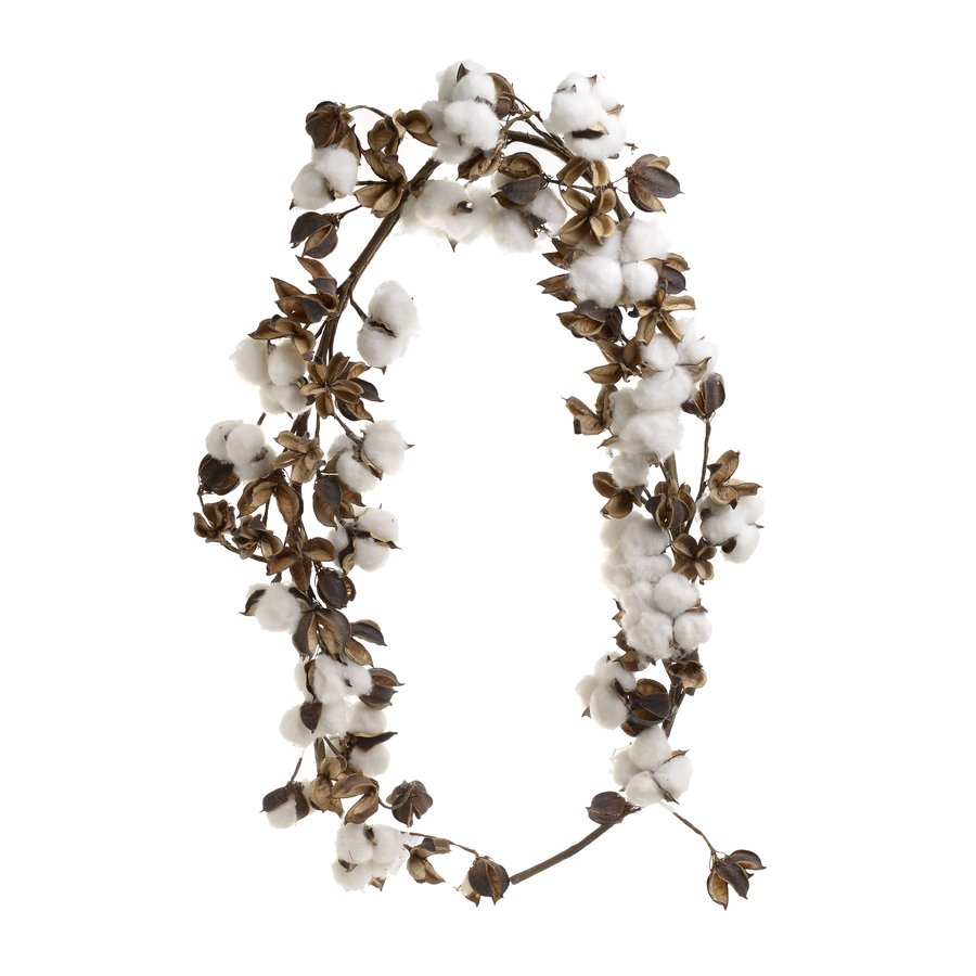 Coto Ghirlanda flori bumbac, Textil, Alb