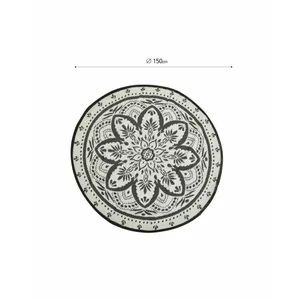 Covor rotund, Plastic, Negru, Mandala