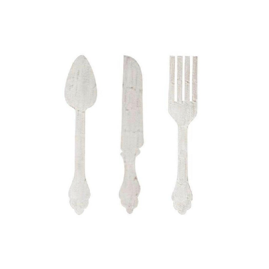 Poza Cut Set 3 decoratiuni perete tacamuri, MDF, Alb