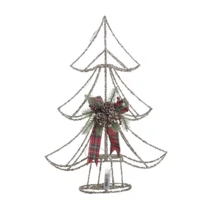 Decoratiune cu led, 55 cm, Metal, Auriu, Tree