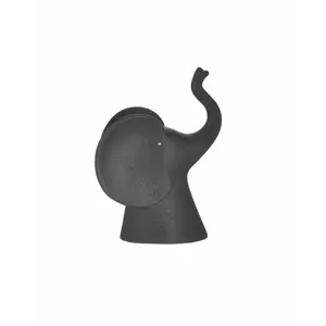 Decoratiune elefant, Ceramica, Negru, Trunk