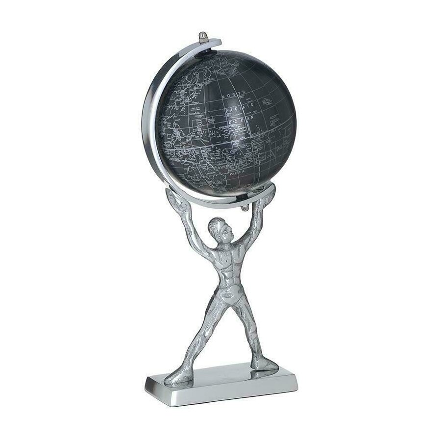 Decoratiune glob pamantesc, Metal, Argintiu, Hold image7