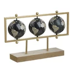 Decoratiune globuri pamantesti, Lemn, Auriu, Planet Earth