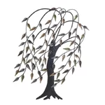 Decoratiune perete, Metal, Negru, Tree with Leaves