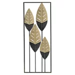 Decoratiune perete, Metal, Negru, Wall Leaf