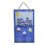 Decoratiune perete cu cuier, Sticla, Albastru, Boats