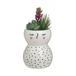 Ghiveci cu planta artificiala, Ceramica, Alb, Shy