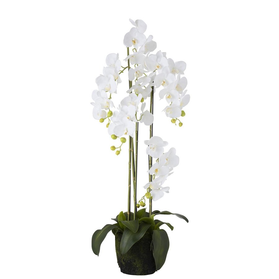 Orhidee Floare artificiala ghiveci mare, Plastic, Alb