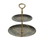 Platou etajat, Plastic, Negru, Marble