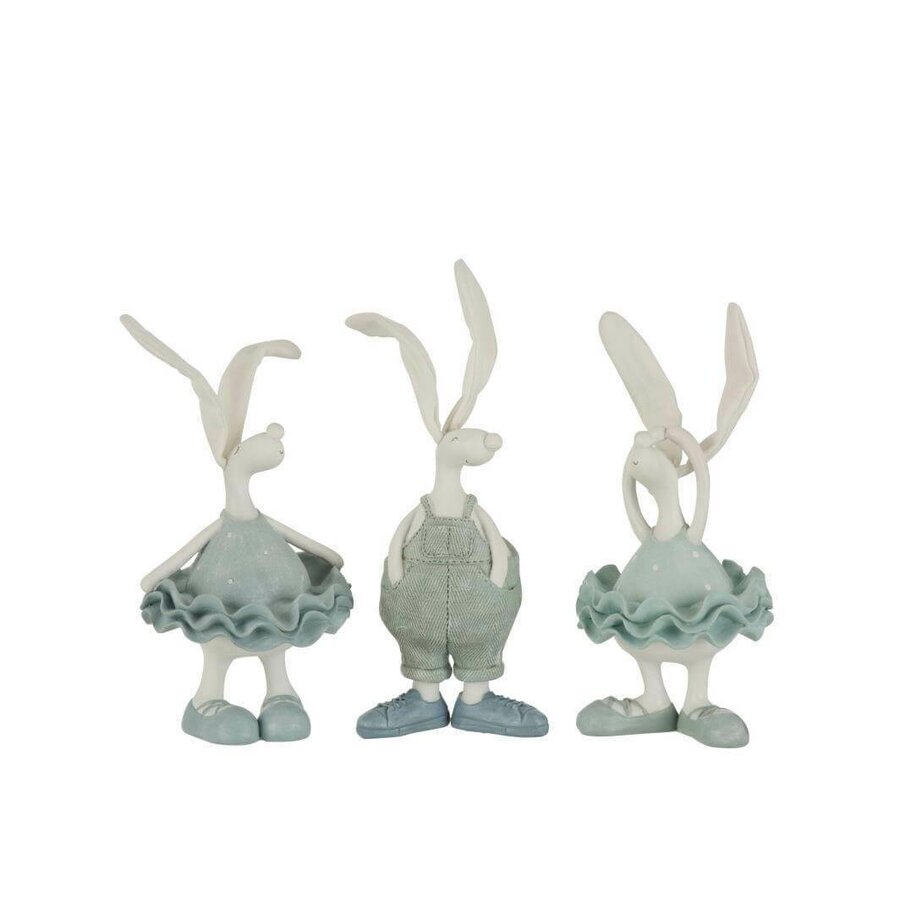 Rabbit Dancing Set 3 decoratiuni, Polirasina, Albastru