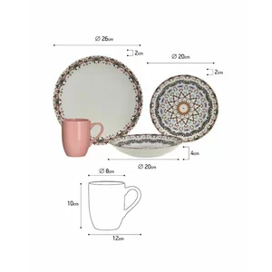 Serviciu de masa 24 piese, Ceramica, Multicolor, Haer
