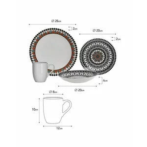 Serviciu de masa 24 piese, Ceramica, Multicolor, Jose