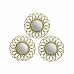 Set 3 oglinzi de perete, Plastic, Auriu, Flower